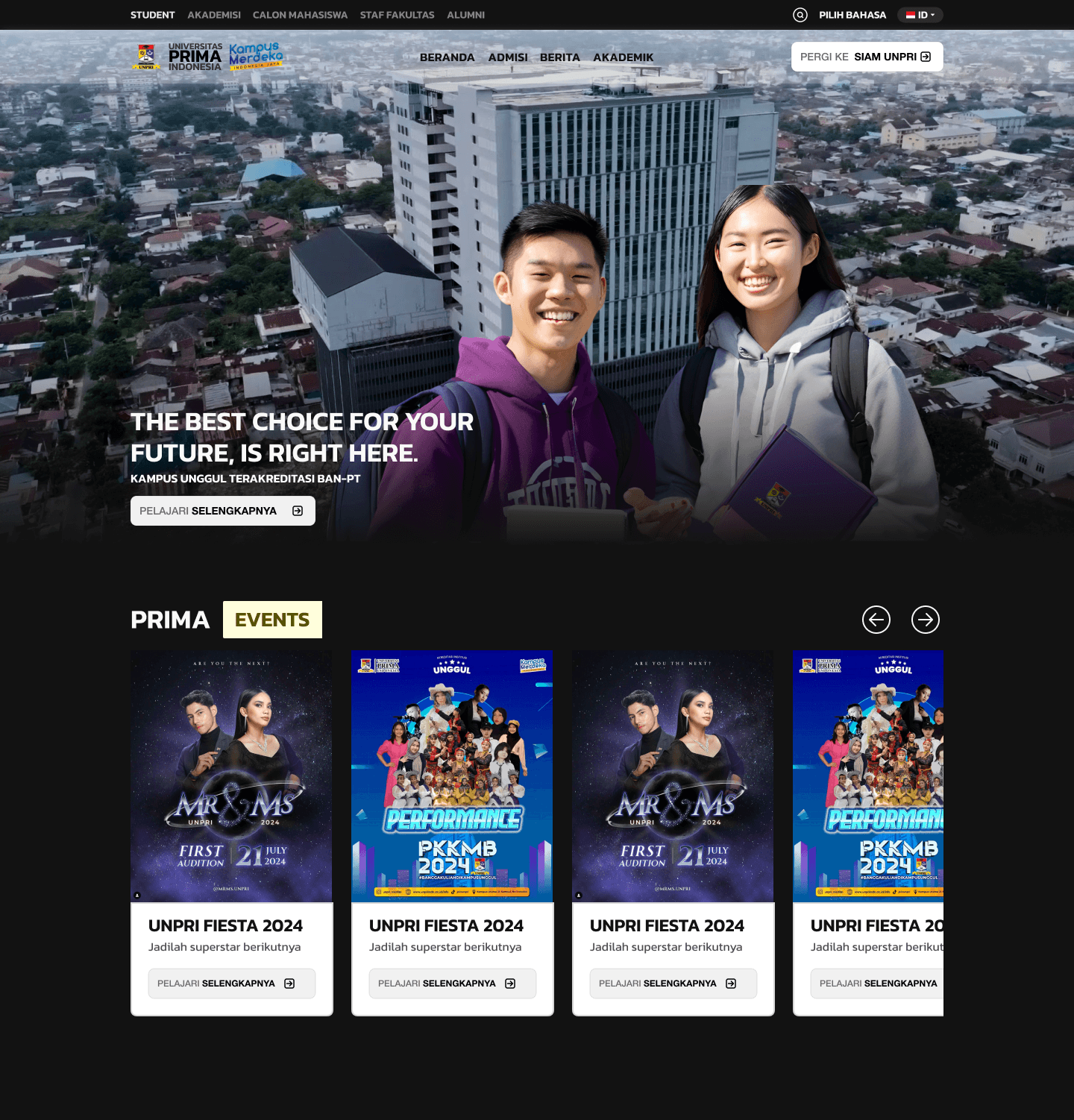 Prima University Website